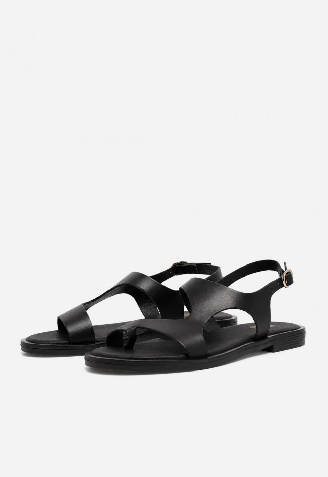 Sandalia mujer piel negra VAS Musaka 29 – diseño minimalista y confort plano