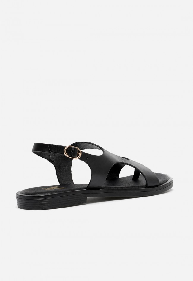 Sandalia mujer piel negra VAS Musaka 29 – diseño minimalista y confort plano