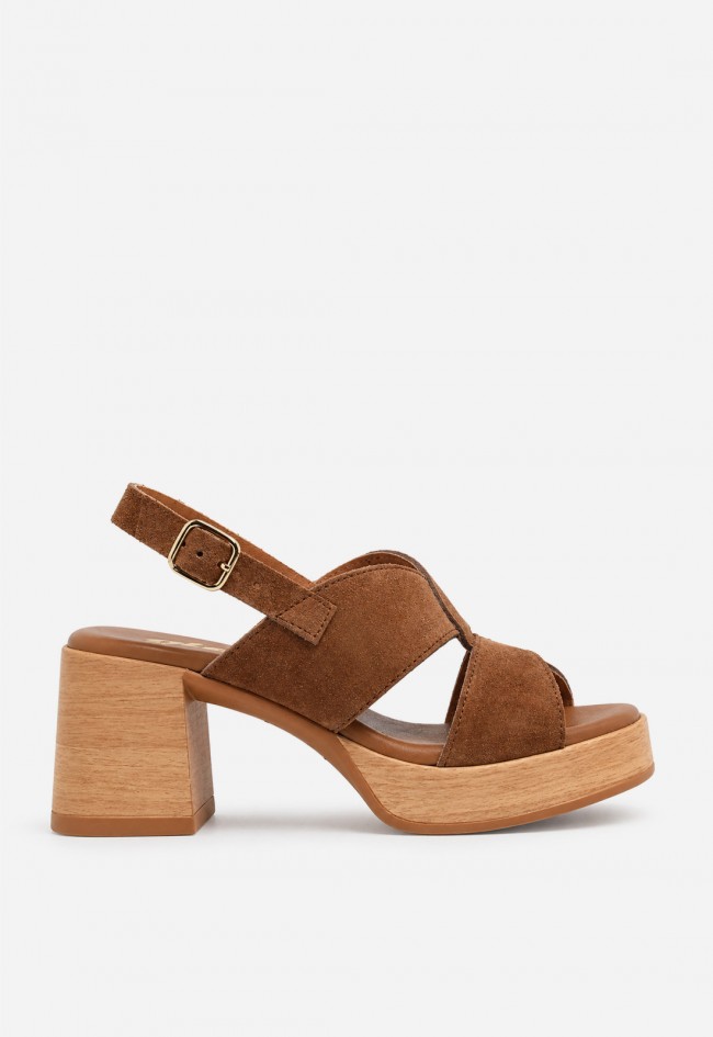 Sandalia mujer piel marrón GLO 145793 – tacón plataforma y estilo natural chic