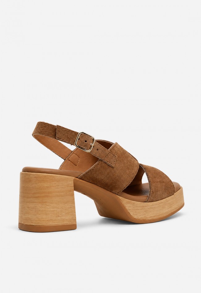 Sandalia mujer piel marrón GLO 145793 – tacón plataforma y estilo natural chic