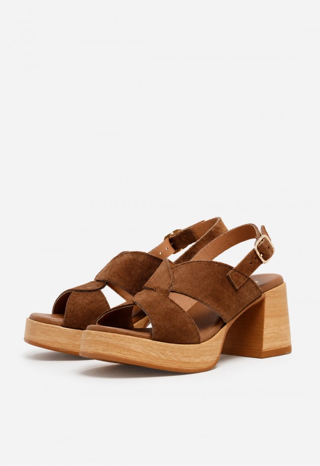 Sandalia mujer piel marrón GLO 145793 – tacón plataforma y estilo natural chic