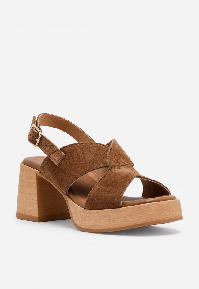 Sandalia mujer piel marrón GLO 145793 – tacón plataforma y estilo natural chic