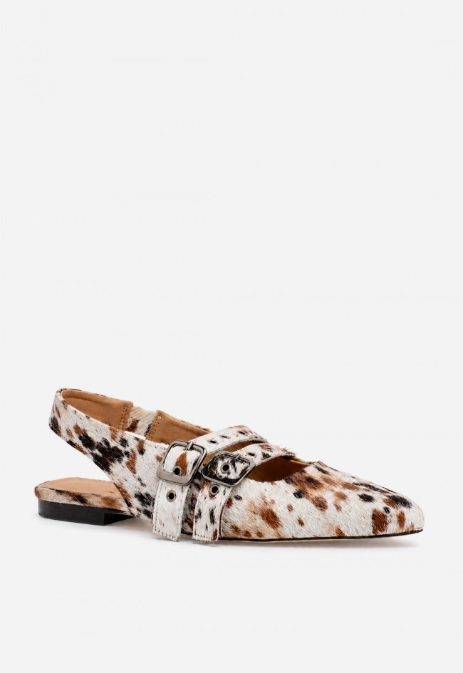 Zapato plano destalonado mujer piel animal print GLO Cari – hebillas y punta fina