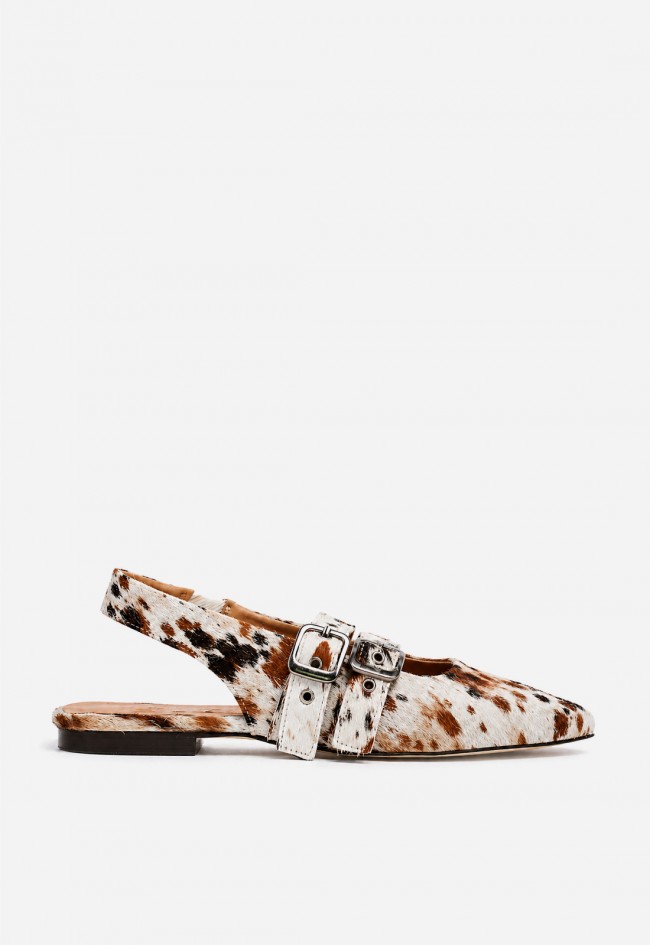 Zapato plano destalonado mujer piel animal print GLO Cari – hebillas y punta fina