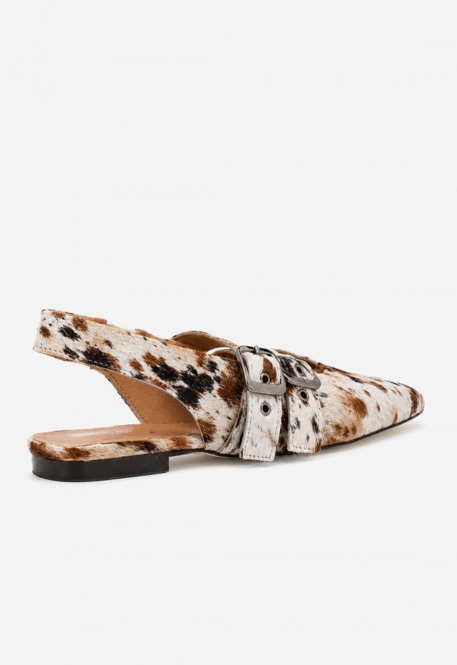 Zapato plano destalonado mujer piel animal print GLO Cari – hebillas y punta fina