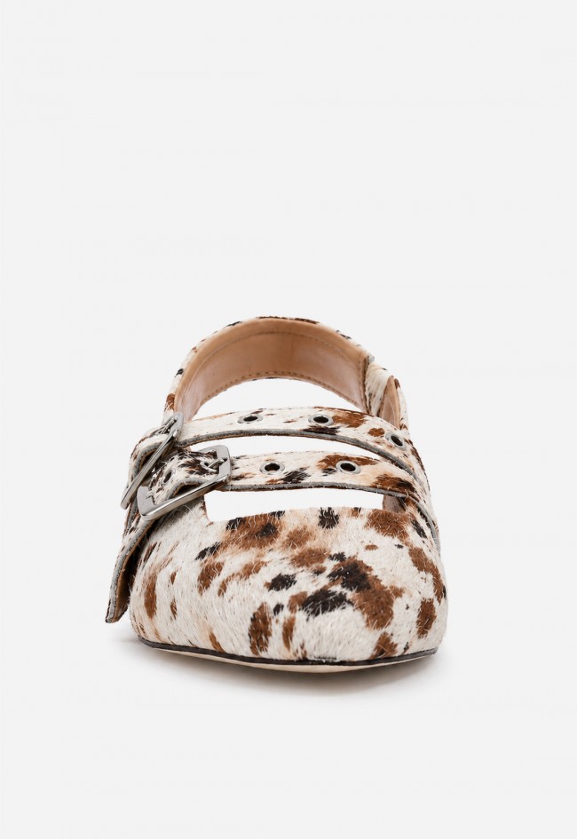 Zapato plano destalonado mujer piel animal print GLO Cari – hebillas y punta fina