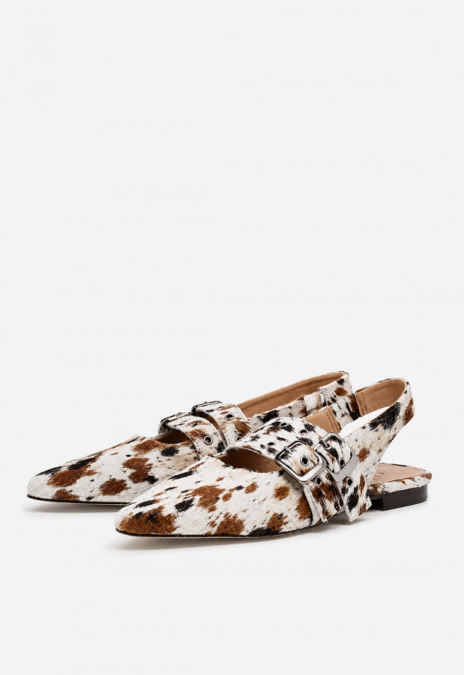 Zapato plano destalonado mujer piel animal print GLO Cari – hebillas y punta fina