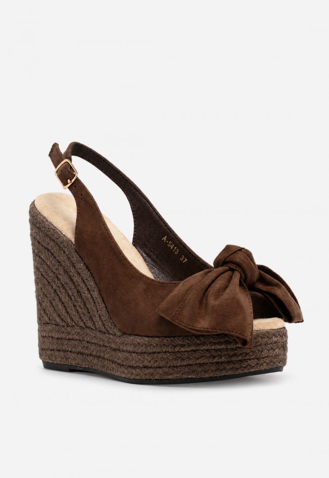 Sandalia de esparto plataforma mujer moka Identity 5413 – cuña con lazo y estilo natural