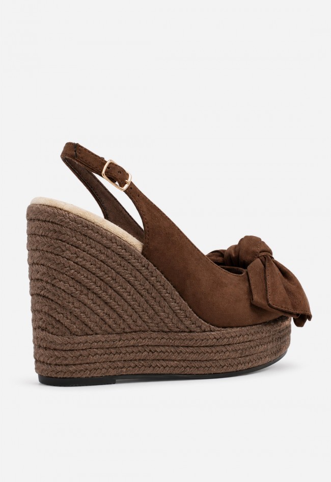 Sandalia de esparto plataforma mujer moka Identity 5413 – cuña con lazo y estilo natural