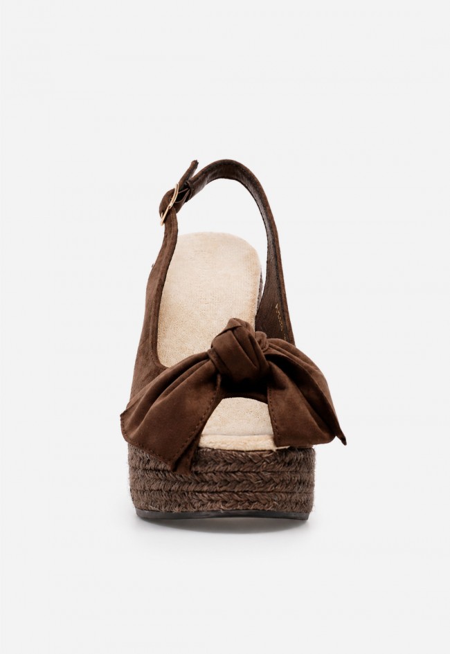Sandalia de esparto plataforma mujer moka Identity 5413 – cuña con lazo y estilo natural