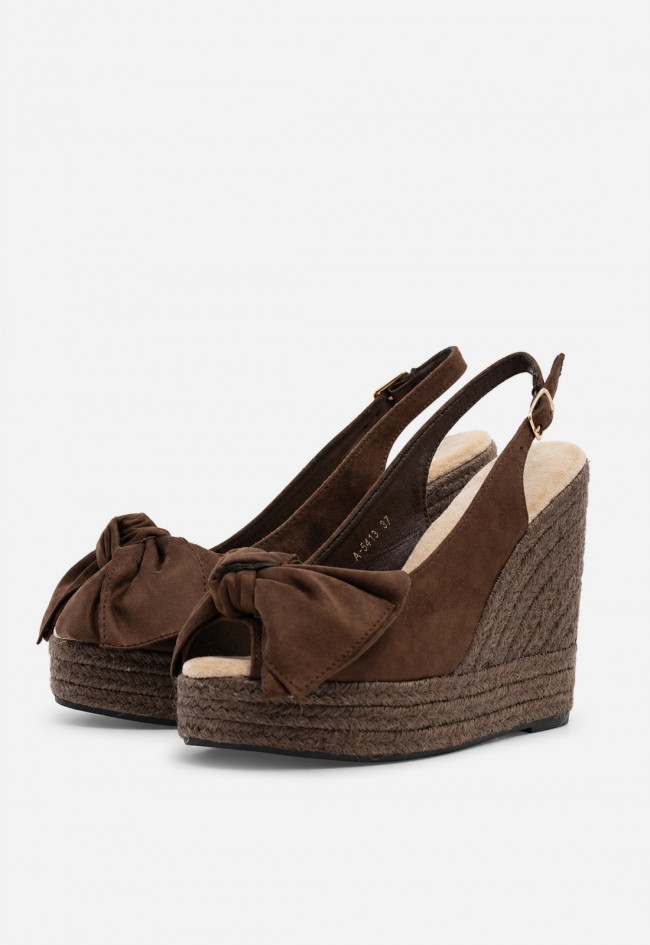 Sandalia de esparto plataforma mujer moka Identity 5413 – cuña con lazo y estilo natural