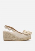 Alpargata mujer hielo Identity 5040 – cuña de esparto y flor crochet
