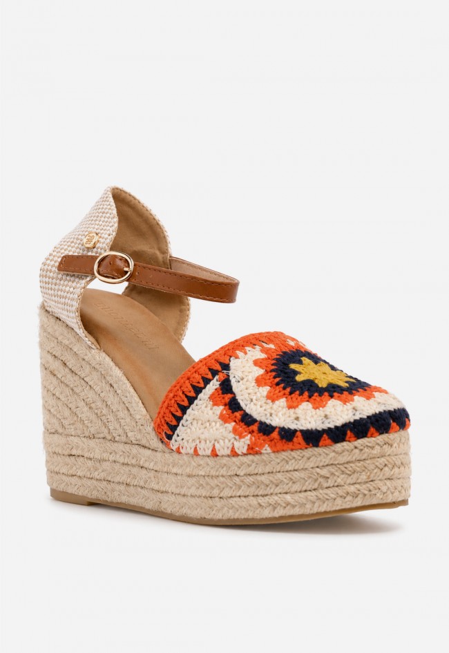Alpargata esparto mujer Identity 5320 – crochet multicolor y cuña de yute