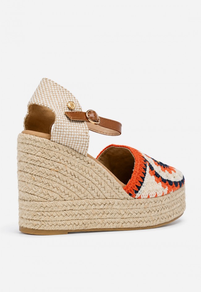 Alpargata esparto mujer Identity 5320 – crochet multicolor y cuña de yute