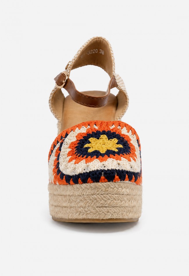 Alpargata esparto mujer Identity 5320 – crochet multicolor y cuña de yute