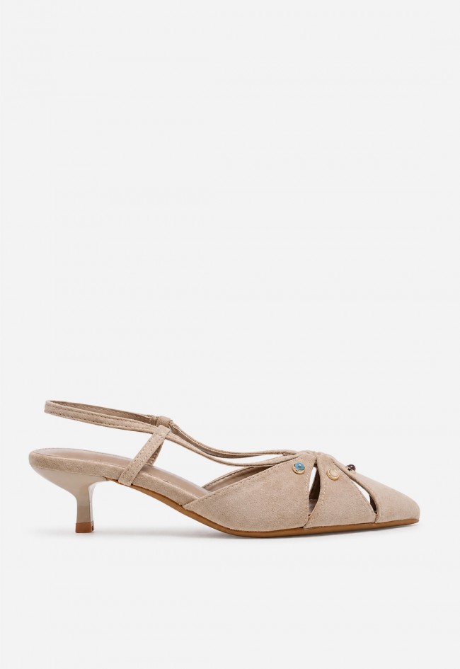 Zapato destalonado mujer tostado Identity 5730 – punta fina y pedrería chic