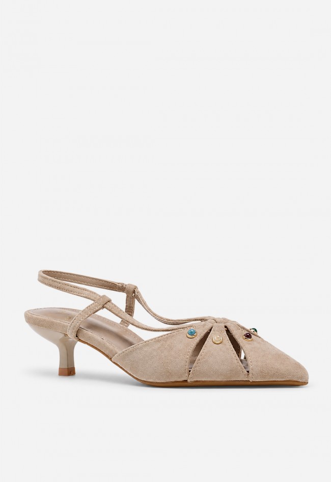 Zapato destalonado mujer tostado Identity 5730 – punta fina y pedrería chic
