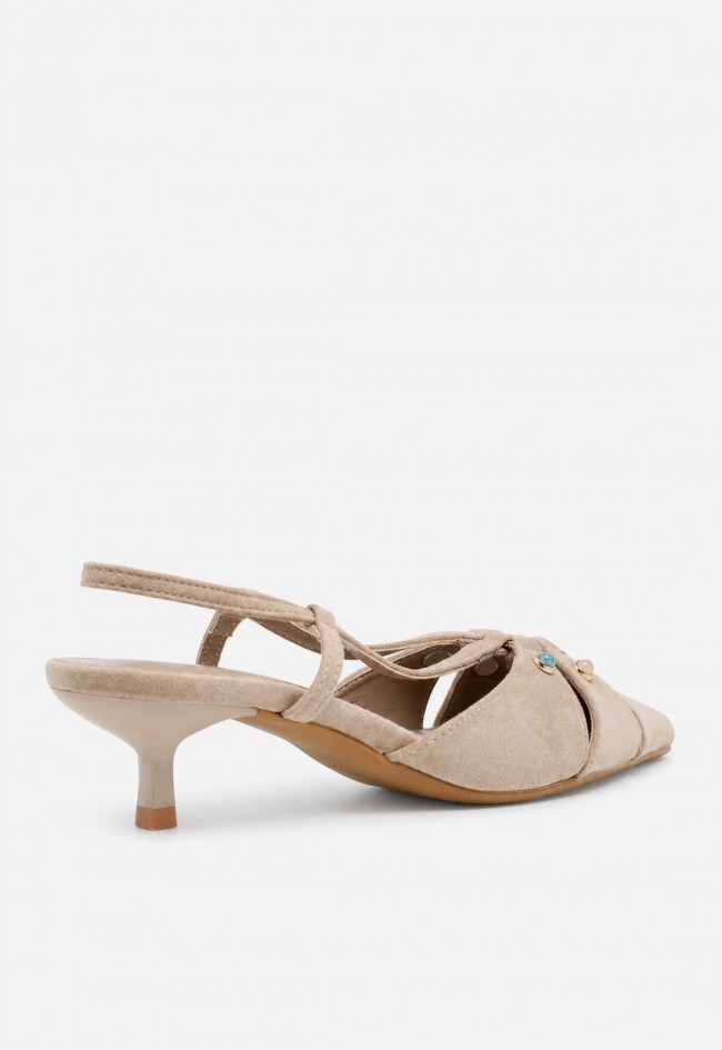 Zapato destalonado mujer tostado Identity 5730 – punta fina y pedrería chic