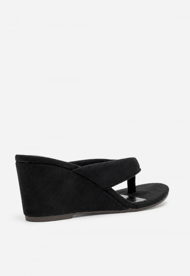 Sandalia mule mujer negra Identity 3279 – cuña cómoda y diseño de dedo