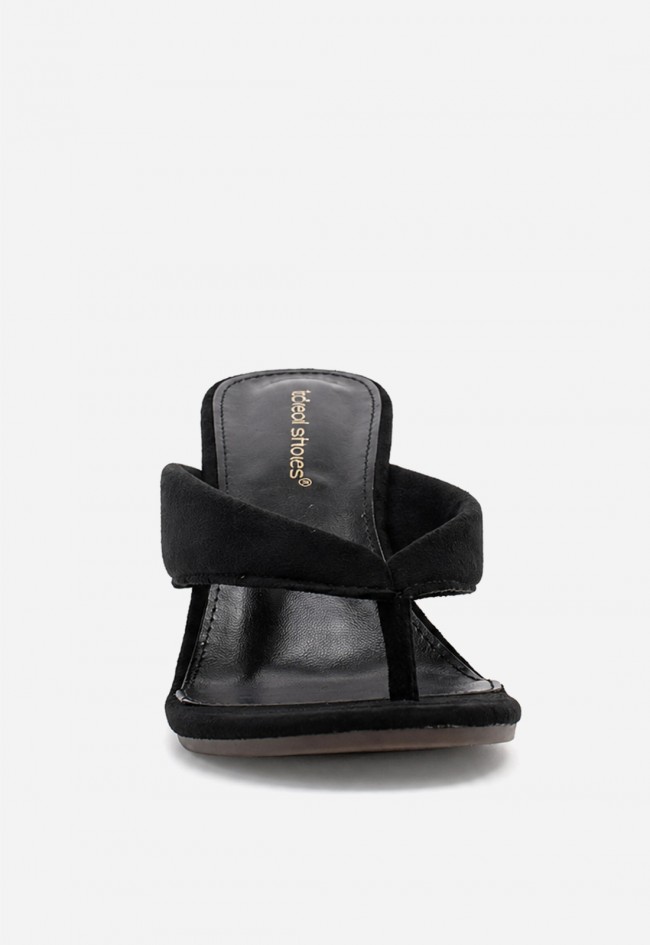 Sandalia mule mujer negra Identity 3279 – cuña cómoda y diseño de dedo