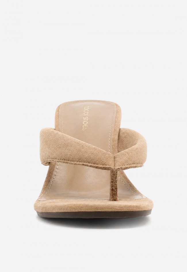 Sandalia mule mujer beige Identity 3279 – cuña cómoda y estilo minimal chic