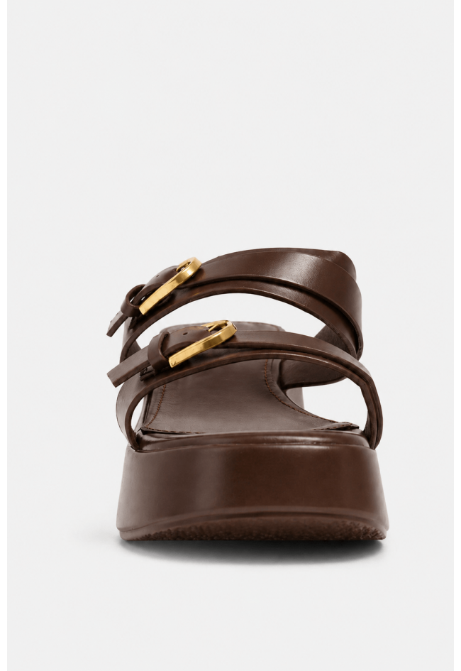 Sandalia cuña mujer moka Identity 5663 – doble hebilla y plataforma cómoda