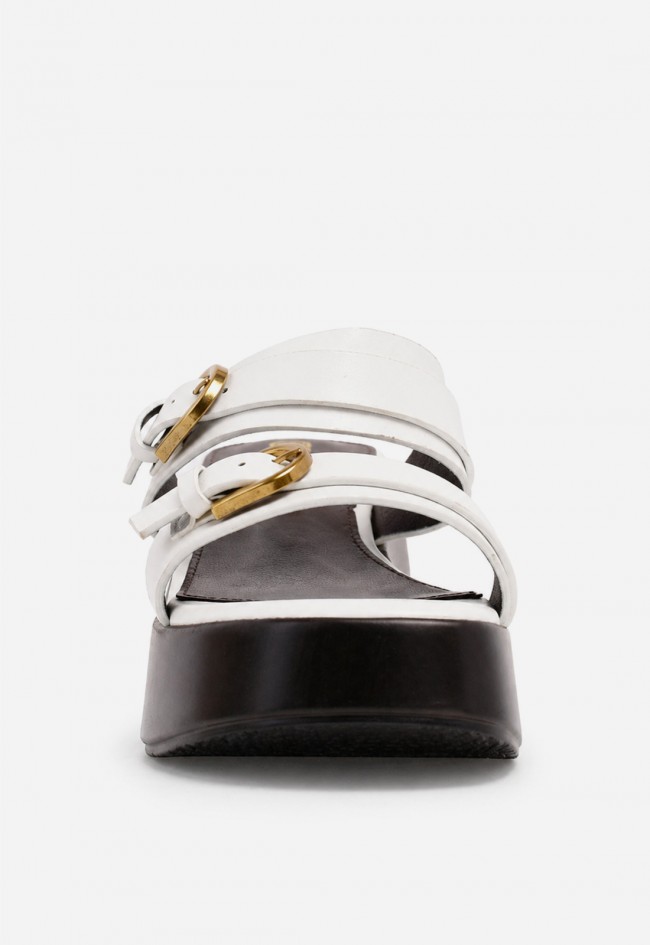 Sandalia cuña mujer blanca Identity 5663 – doble hebilla y plataforma cómoda