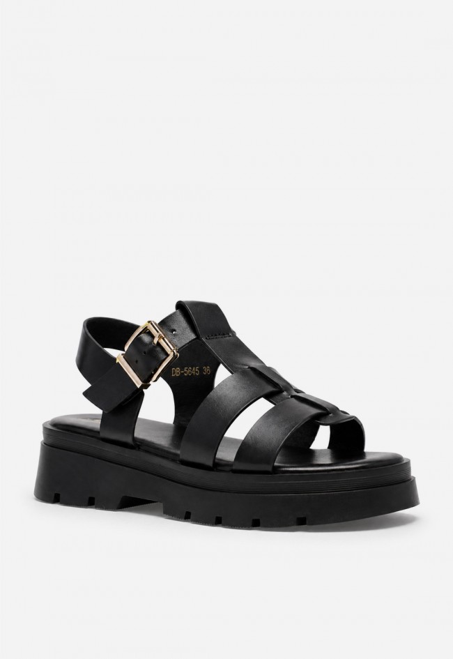 Sandalia cangrejera mujer negra Identity 5645 – estilo urbano con plataforma