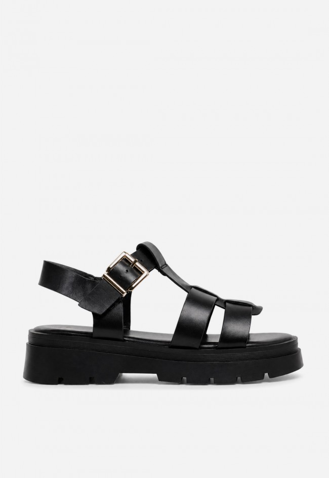 Sandalia cangrejera mujer negra Identity 5645 – estilo urbano con plataforma
