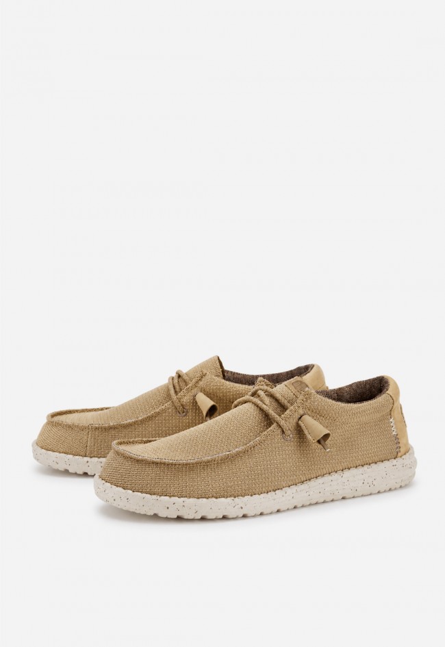 Mocasines hombre Hey Dude Wally Sport Mesh Tan White ultraligeros y transpirables