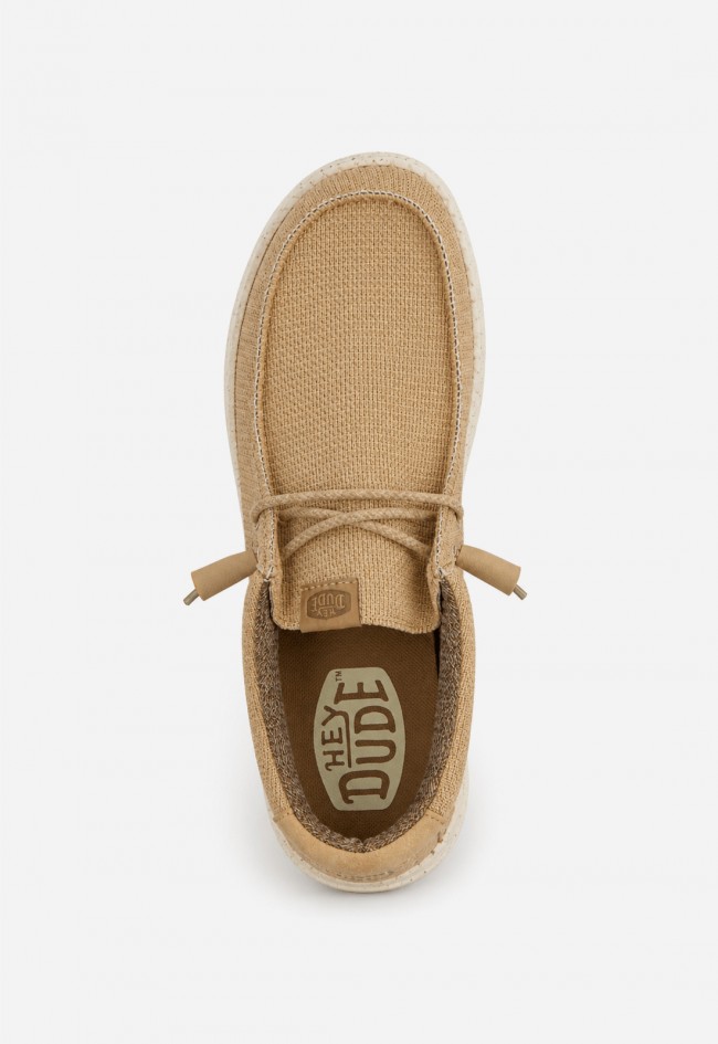 Mocasines hombre Hey Dude Wally Sport Mesh Tan White ultraligeros y transpirables