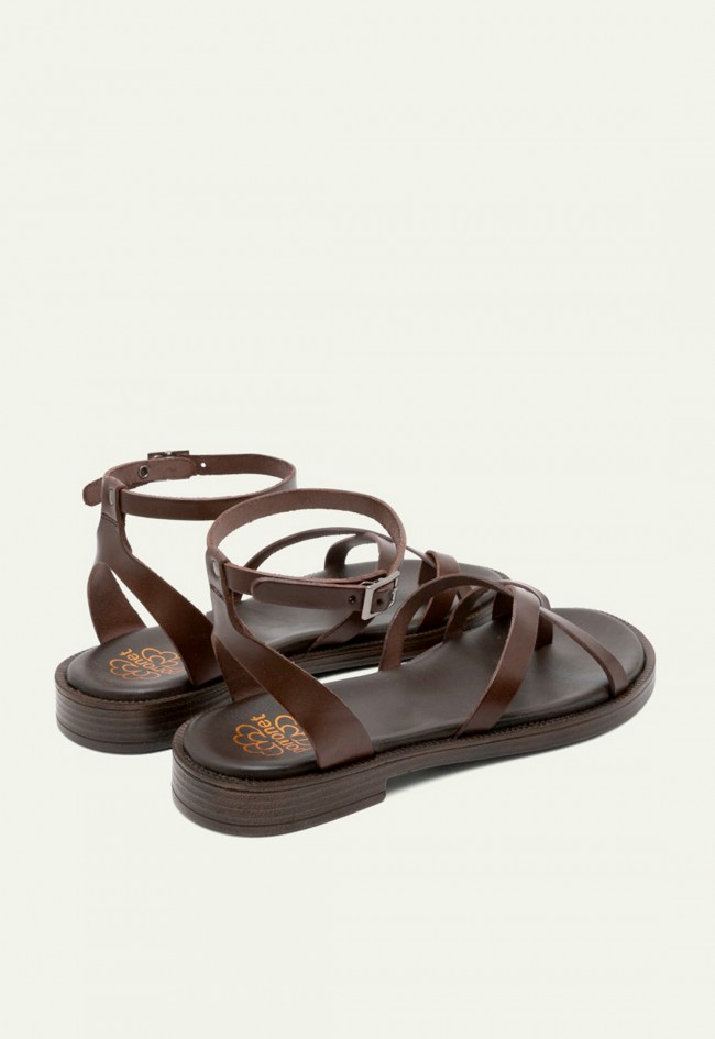 Sandalias Porronet Cecilia de piel moka estilo esclava