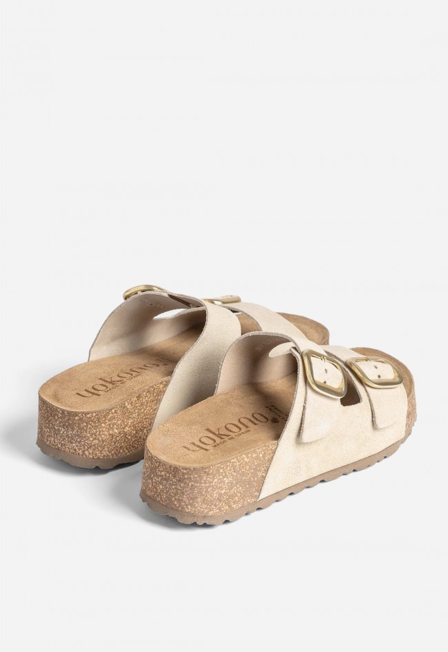 Sandalias Yokono Wiwi 003 beige de piel con plataforma cómoda