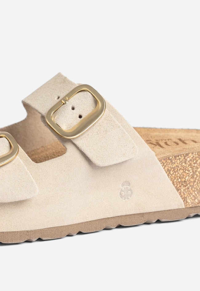 Sandalias Yokono Wiwi 003 beige de piel con plataforma cómoda