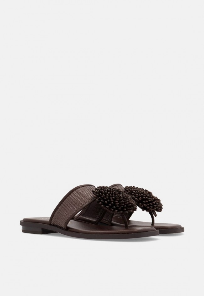 Sandalias planas Noa Harmon Petal con flor de rafia