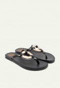 Sandalias Porronet Amaral negras de piel con adorno dorado