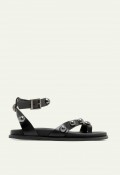 Sandalias Porronet Holly negras de piel con tachuelas metalizadas