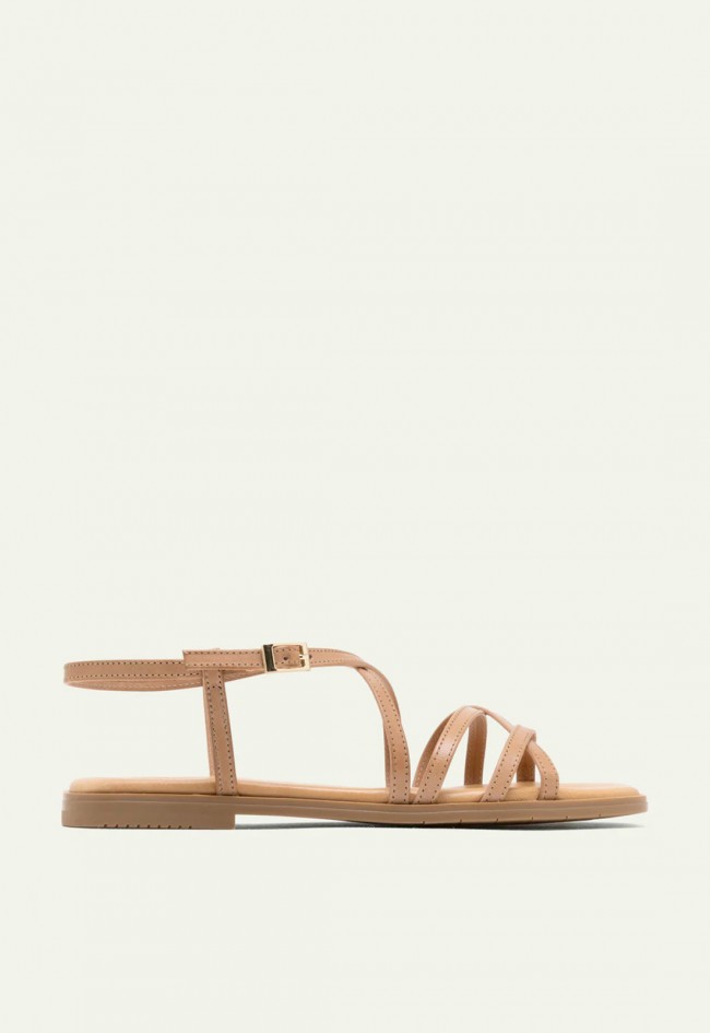 Sandalias Porronet Bonnie taupe de piel con tiras cruzadas