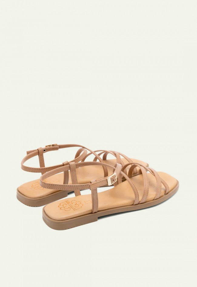 Sandalias Porronet Bonnie taupe de piel con tiras cruzadas