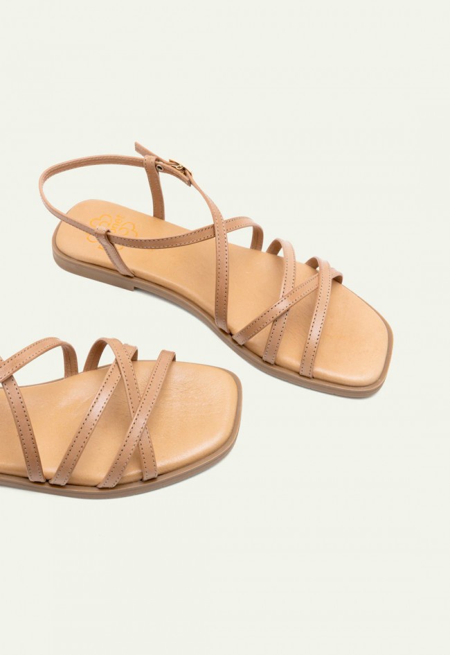 Sandalias Porronet Bonnie taupe de piel con tiras cruzadas