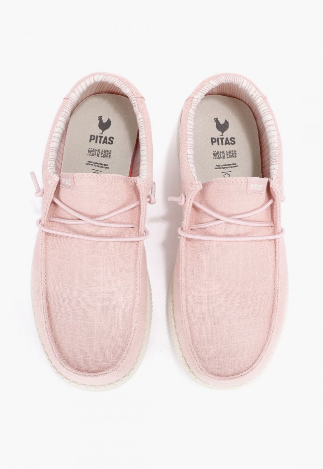 Náutico wallabi de mujer Pitas Linen Rosa ultraligero y fresco