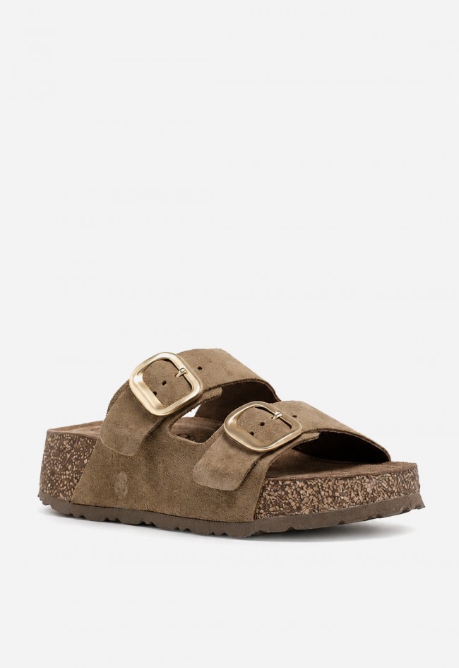 Sandalia plataforma anatómica de piel Yokono WIWI-003 marrón claro – comodidad natural y estilo actual