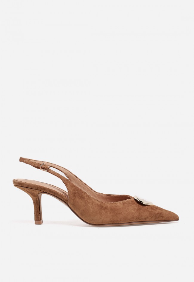 Zapato destalonado VAS JM1194 de piel cuero con detalle joya
