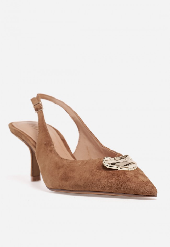 Zapato destalonado VAS JM1194 de piel cuero con detalle joya