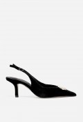Zapato destalonado VAS JM1194 de piel negro con detalle joya