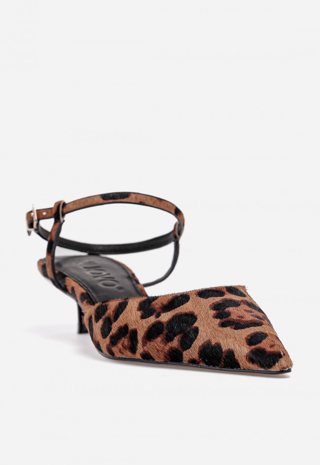 Zapato destalonado VAS YR1051 de piel animal print con pulsera al tobillo