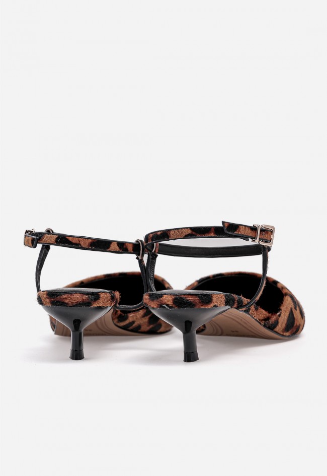 Zapato destalonado VAS YR1051 de piel animal print con pulsera al tobillo