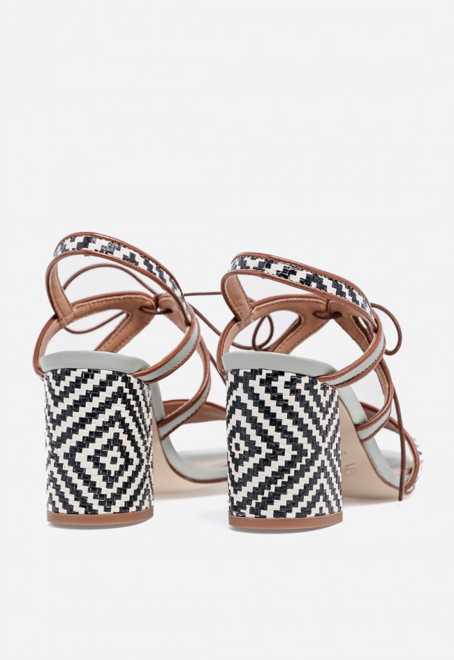 Sandalia de piel GLO Mariposa de diseño exclusivo con tacón ancho