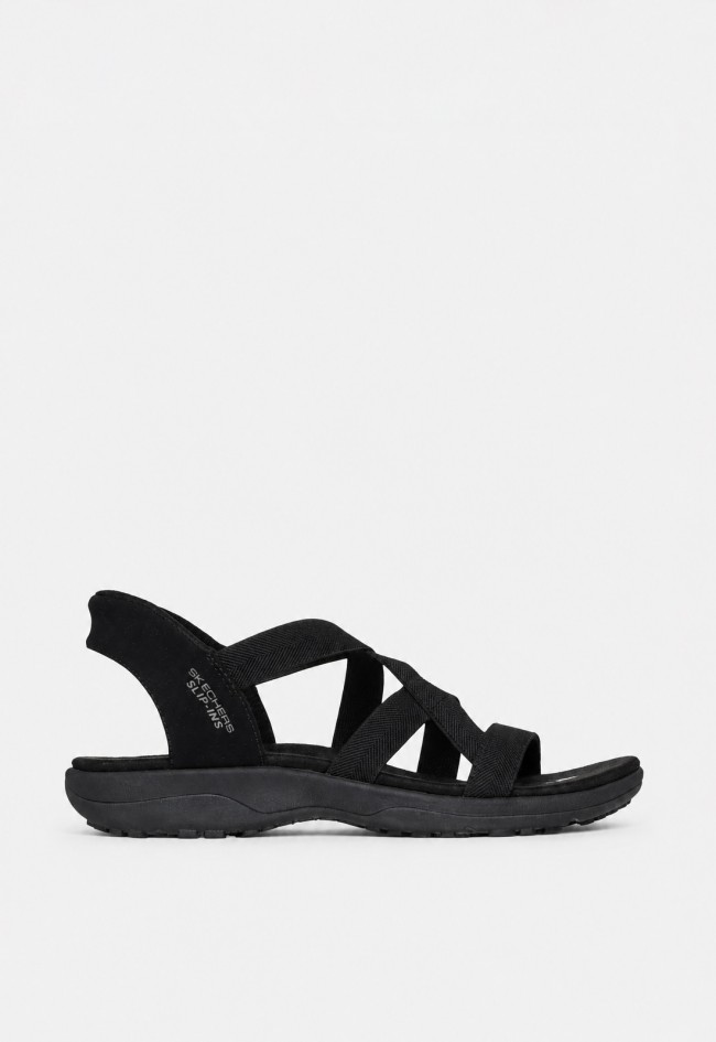 Sandalia deportiva Skechers Slip-ins Reggae Slim negra con ajuste manos libres