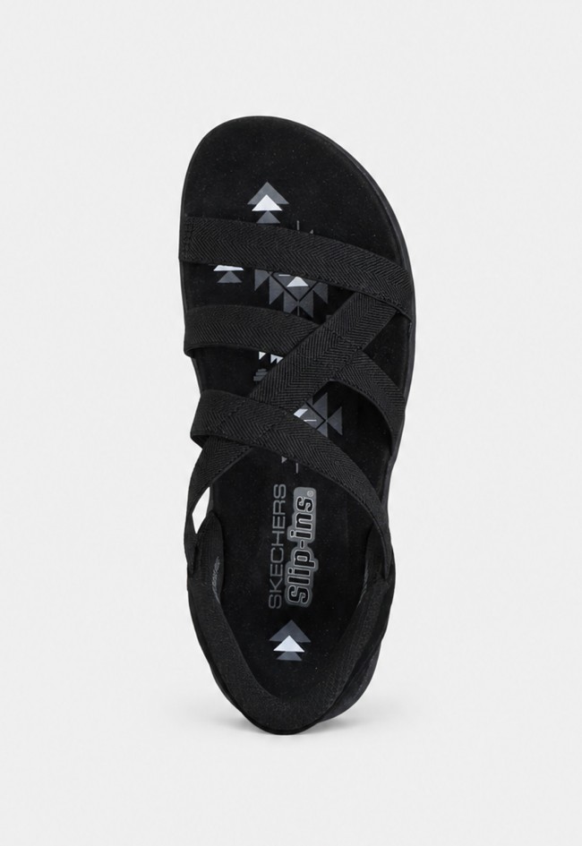Sandalia deportiva Skechers Slip-ins Reggae Slim negra con ajuste manos libres